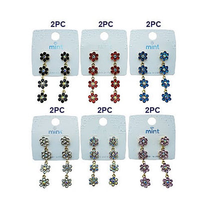 Rhinestone Flower Drop Earring