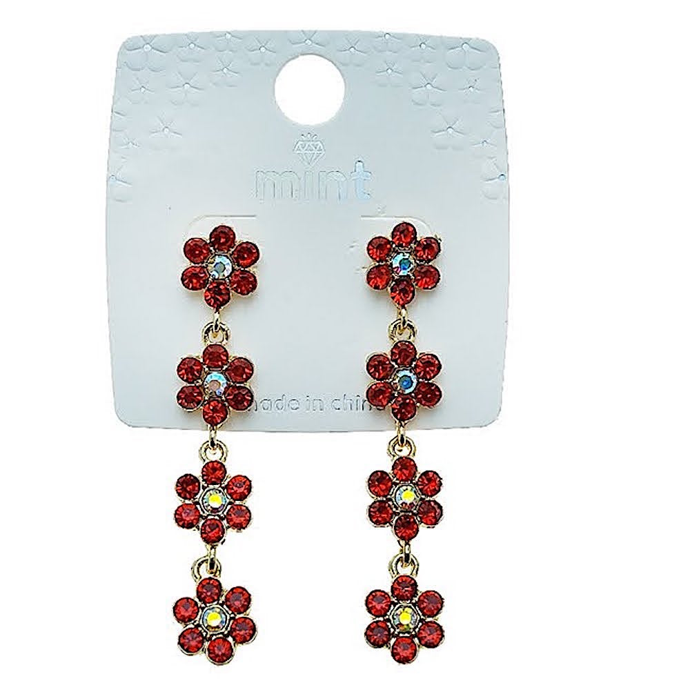 Rhinestone Flower Drop Earring