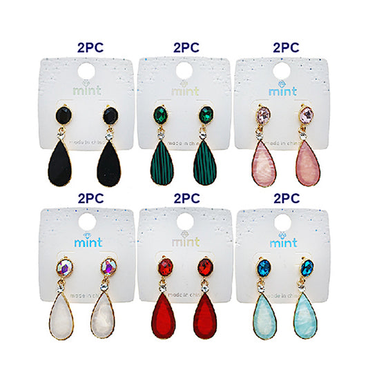 Resin & Crystal Teardrop Earring