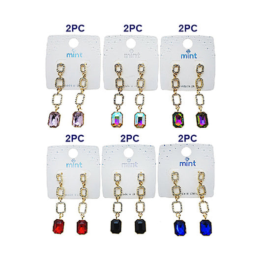 JAE49132 - Rectangle Crystal Drop Earring