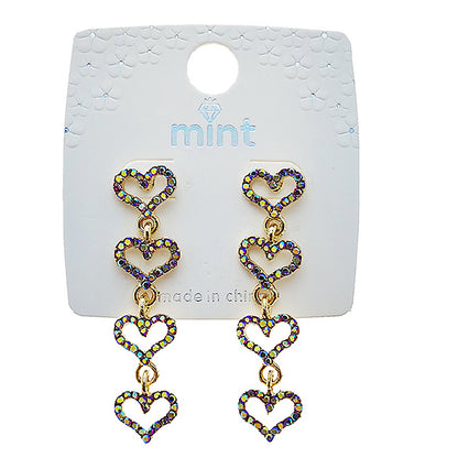 Rhinestone Heart Cascade Earring