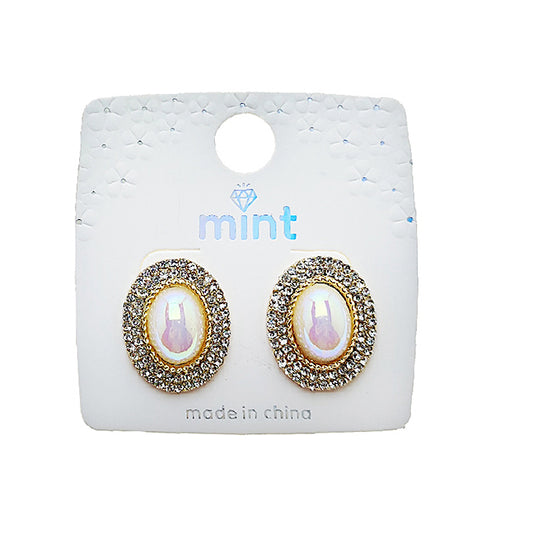 JAE49168 - Oval Pearl Post Earring