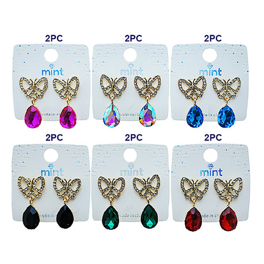 JAE49328ASST - Butterfly Crystal Drop Earring