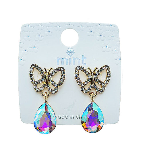 JAE49328ASST - Butterfly Crystal Drop Earring