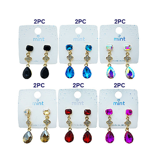Crystal Clover Drop Earring