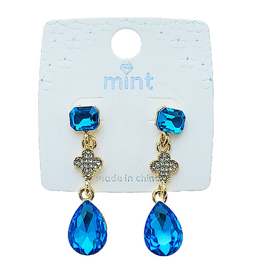 Crystal Clover Drop Earring