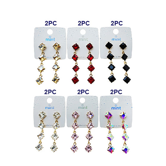 Square Crystal Drop Earring