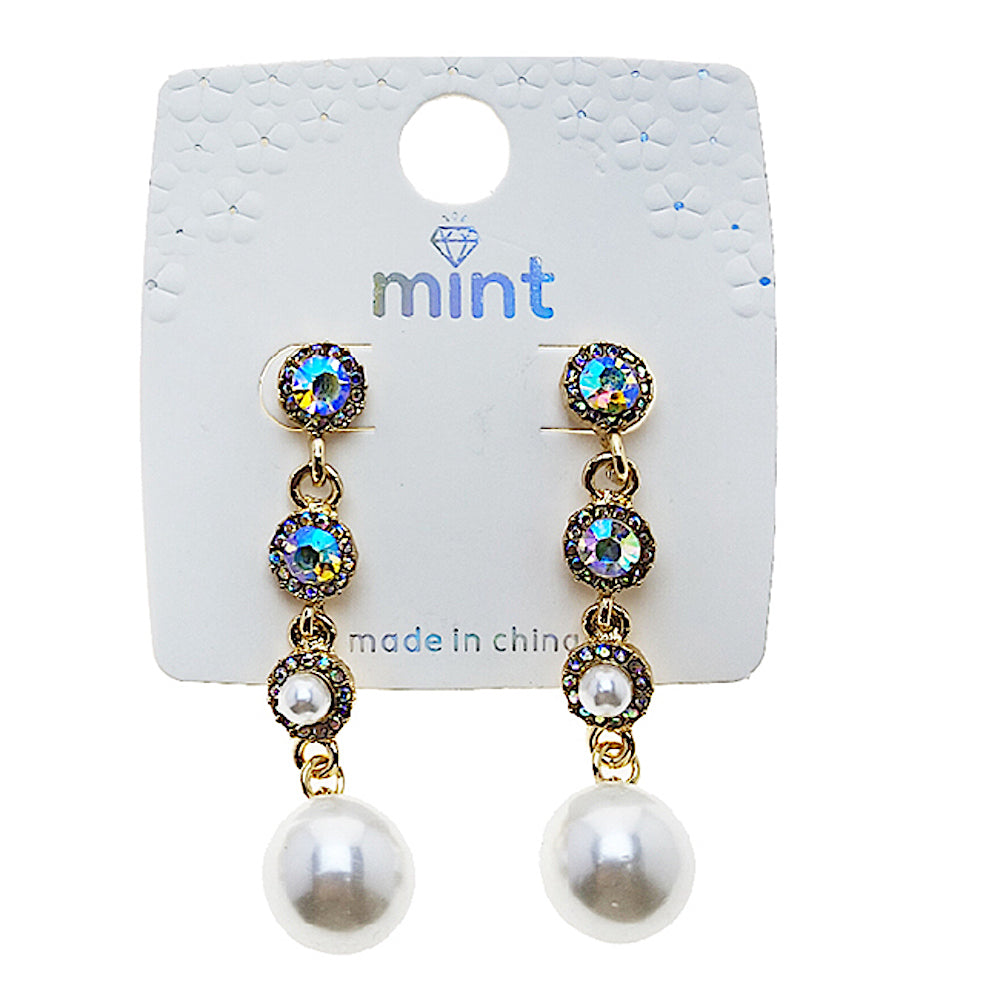 Rhinestone Pearl Drop Earring
