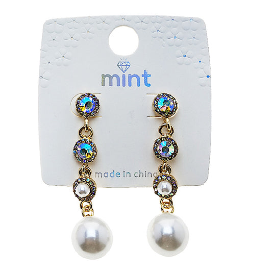 Rhinestone Pearl Drop Earring