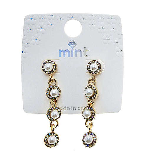 Rhinestone Pearl Drop Earring