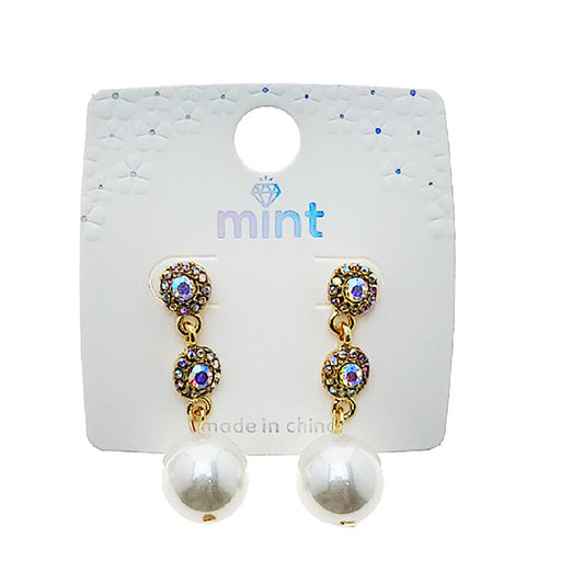 Rhinestone Pearl Drop Earring