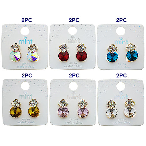 JAE49371PIN - Clover Crystal Post Earring