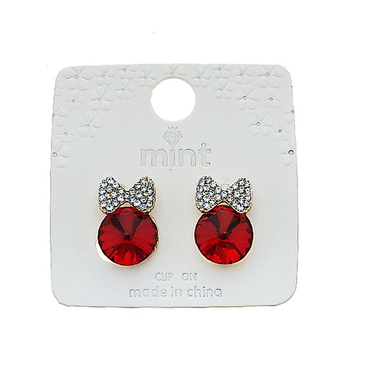 JAE49372C - Clip On Crystal Bow Earring