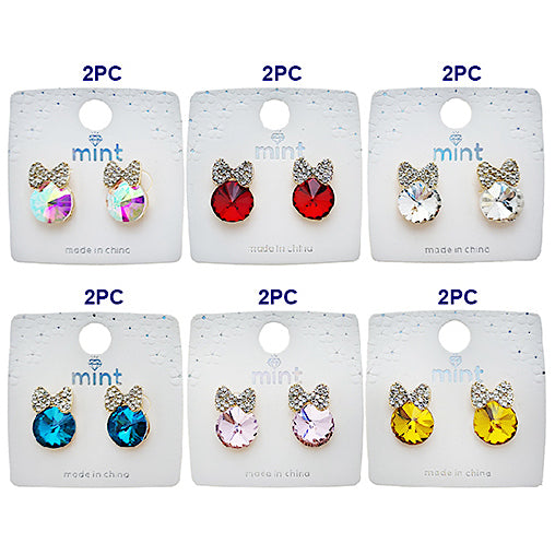 JAE49372PIN - Bow Crystal Post Earring