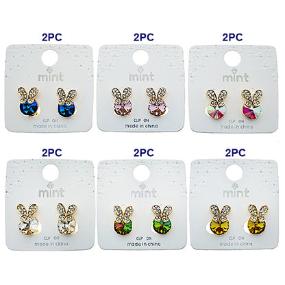 JAE49373C - Clip On Crystal Butterfly Earring