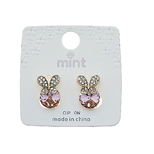 JAE49373C - Clip On Crystal Butterfly Earring