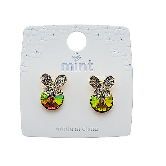 JAE49373PIN - Butterfly Crystal Post Earring