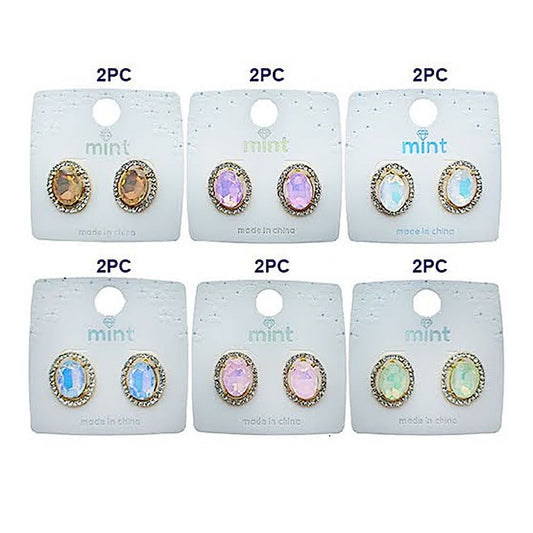 Clip On Pastel Crystal Halo Earring