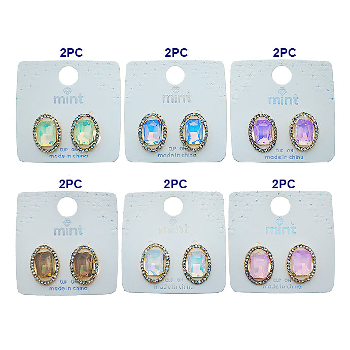 Clip On Pastel Crystal Halo Earring