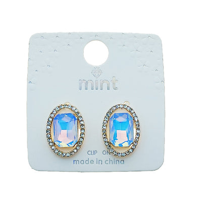 Clip On Pastel Crystal Halo Earring
