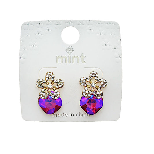 JAE49385 - Flower Crystal Post Earring
