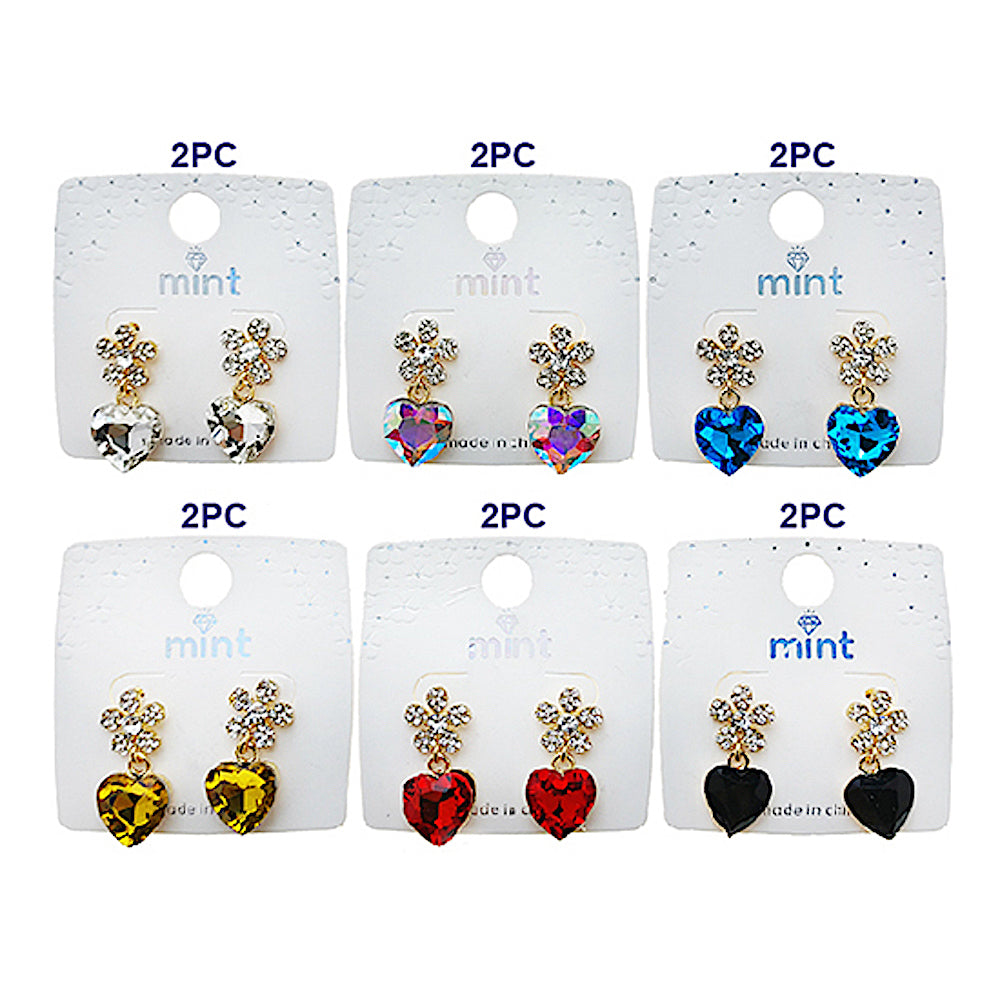 Rhinestone Flower Crystal Heart Earring