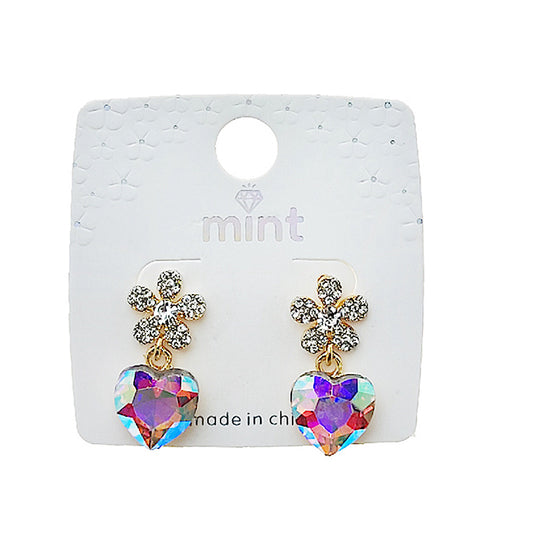 Rhinestone Flower Crystal Heart Earring