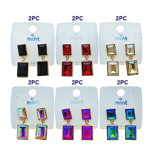 Rectangle Crystal Drop Earring