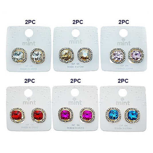 Clip On Crystal Halo Earring