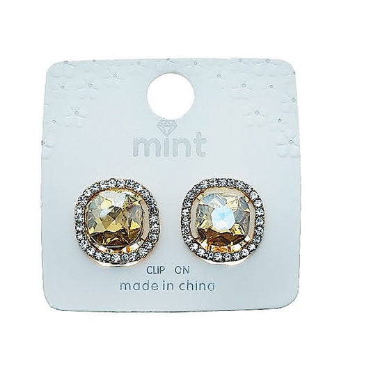 Clip On Crystal Halo Earring