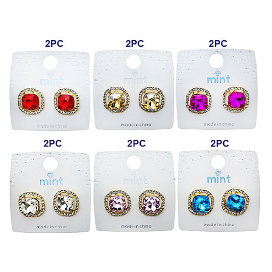 JAE49413PIN - Crystal Halo Post Earring