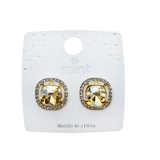 JAE49413PIN - Crystal Halo Post Earring