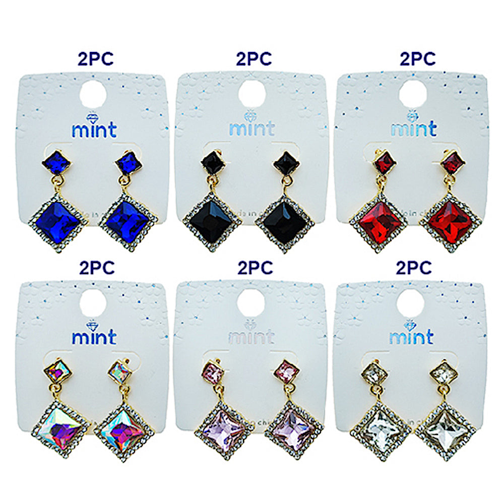 Crystal Square Drop Earring