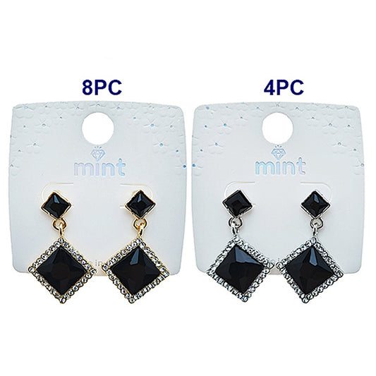 Black Crystal Square Drop Earring