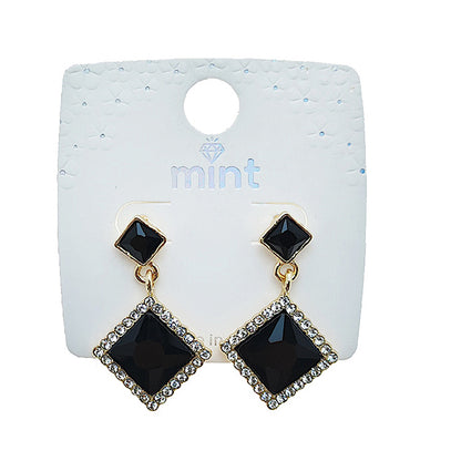 Black Crystal Square Drop Earring