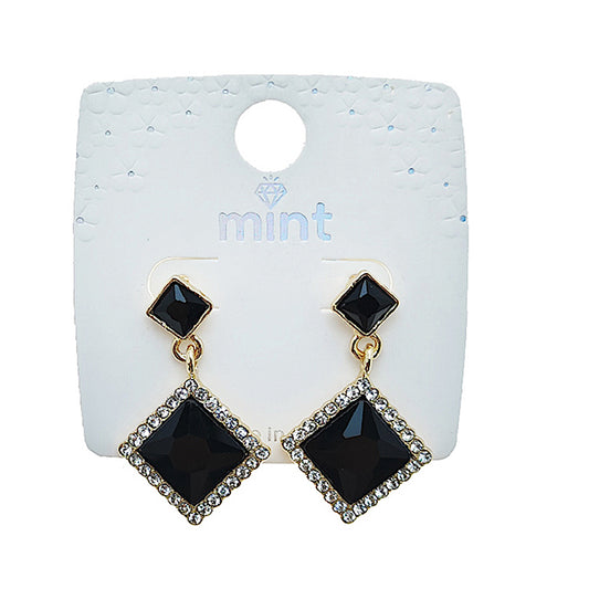 Black Crystal Square Drop Earring