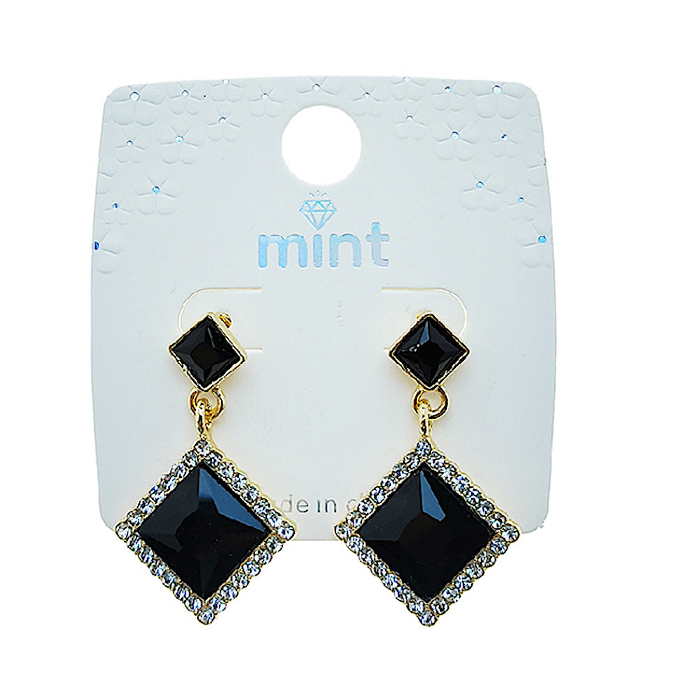 Crystal Square Drop Earring