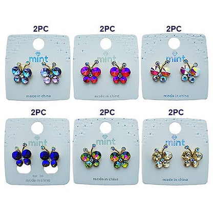 Crystal Butterfly Post Earring