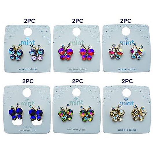 Crystal Butterfly Post Earring