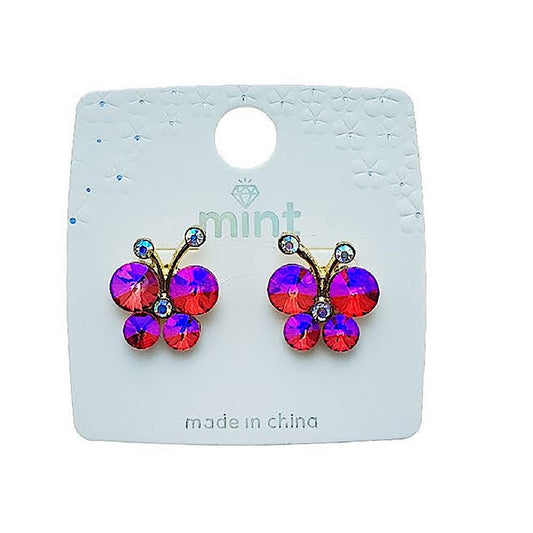 Crystal Butterfly Post Earring