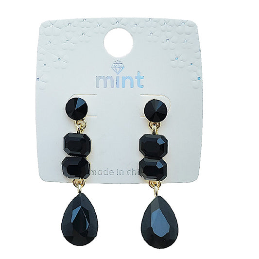 Black Crystal Drop Earring