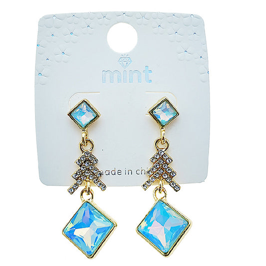 Pastel Square Crystal Earring