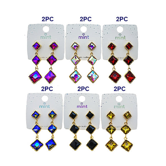 Square Crystal Drop Earring