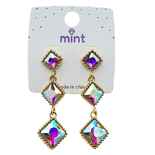 Square Crystal Drop Earring