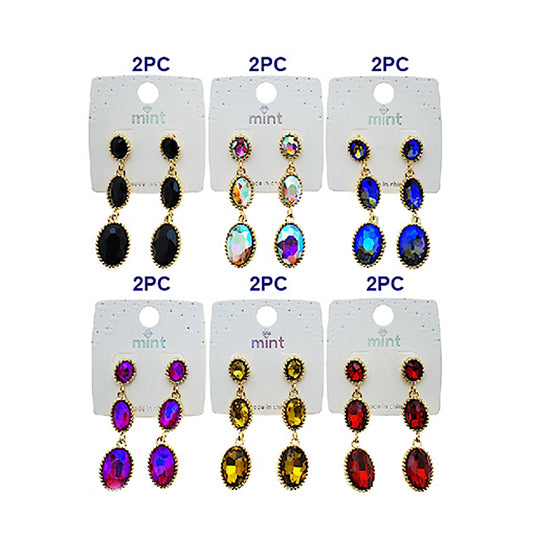 Oval Crystal Drop Earring