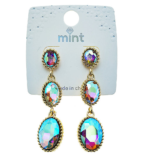 Oval Crystal Drop Earring