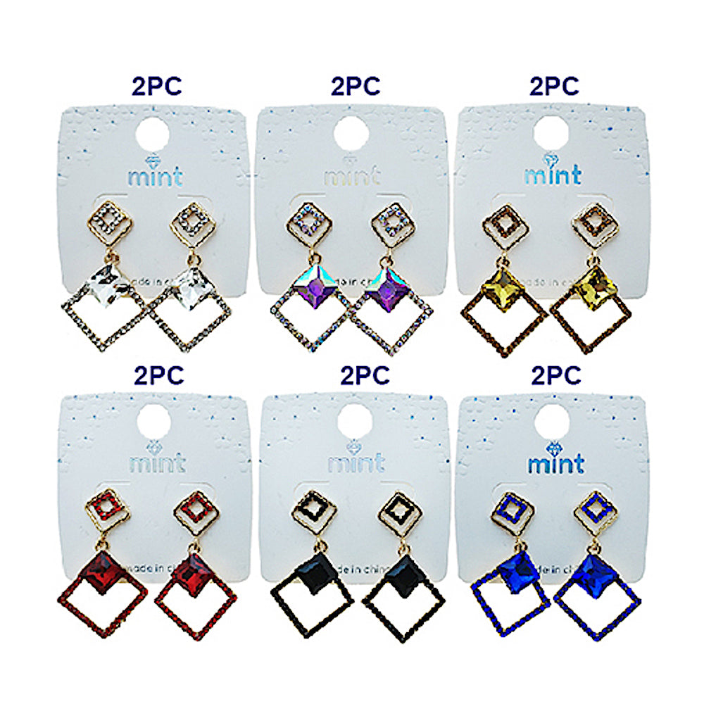 Geometric Crystal Square Earring