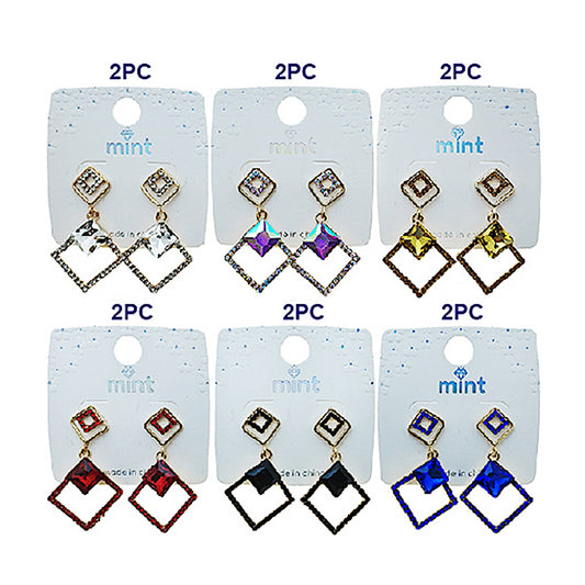 Geometric Crystal Square Earring