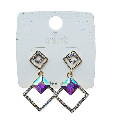 Geometric Crystal Square Earring