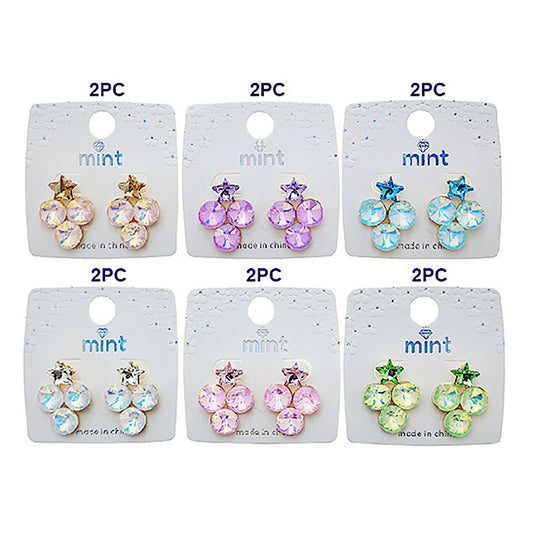 Pastel Crystal Cluster Star Post Earring